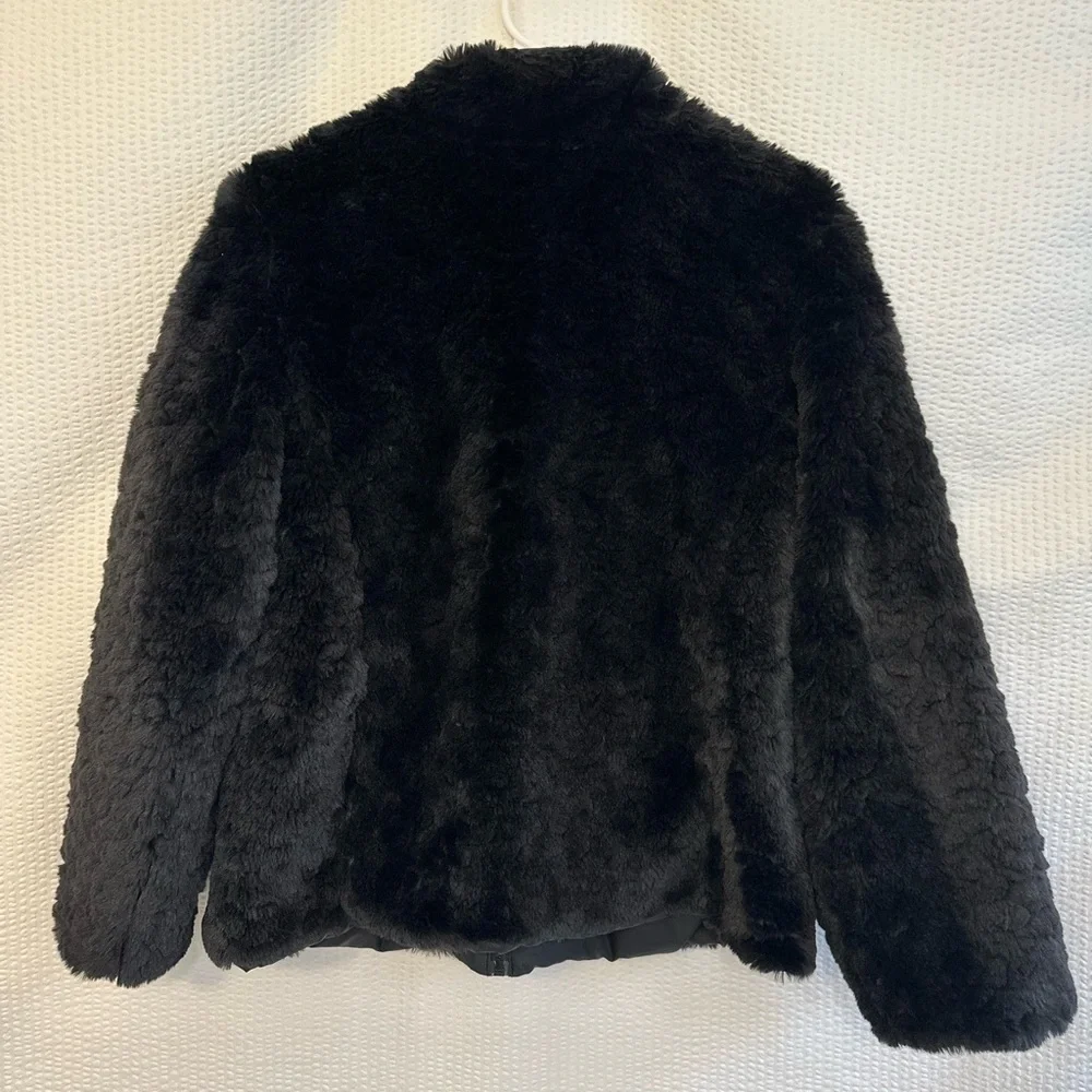 Athleta Girl Cool Days Black Jacket Faux Fur Size: 14